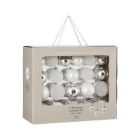 Ялинкова іграшка House Of Seasons Скляні кульки 42 шт D7 см D6 см D5 см Білі (8718861800692)