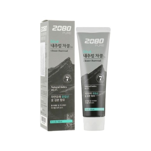 Зубна паста Aekyung 2080 Pure Black Clean Charcoal Fresh Mint 125 г (8801046328903)
