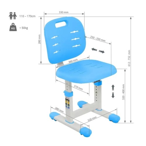 Шкільний стілець FunDesk синій (SST2 Blue-S)