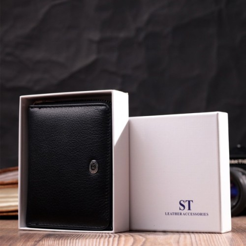 Гаманець ST Leather З натуральної шкіри Чорний (19488)