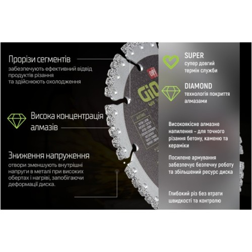 Круг відрізний Alloid Pro, алмазний, універсальний, 125мм (DS-16125)