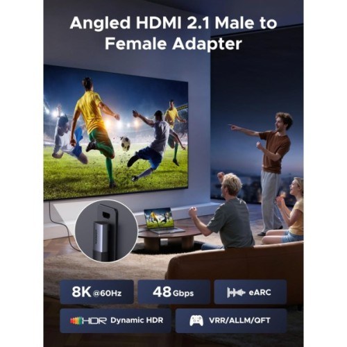 Перехідник HDMI M to HDMI F 8K60Hz 48Gbps 90° corner black Ugreen (85632)