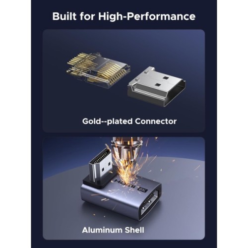 Перехідник HDMI M to HDMI F 8K60Hz 48Gbps 90° corner black Ugreen (85632)