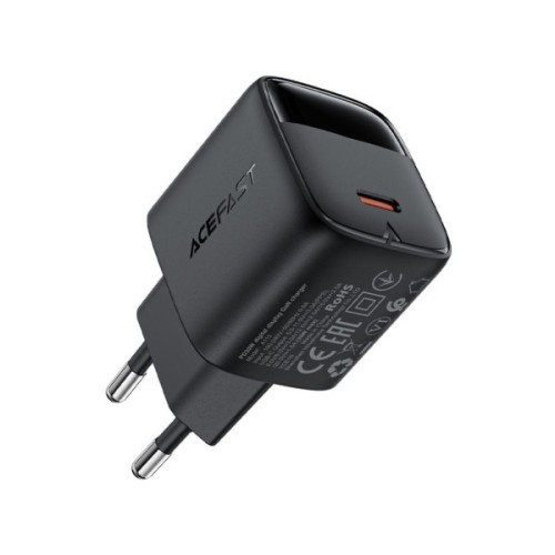 Зарядний пристрій Acefast USB-C 30W GaN with digital display black (6974316284444)