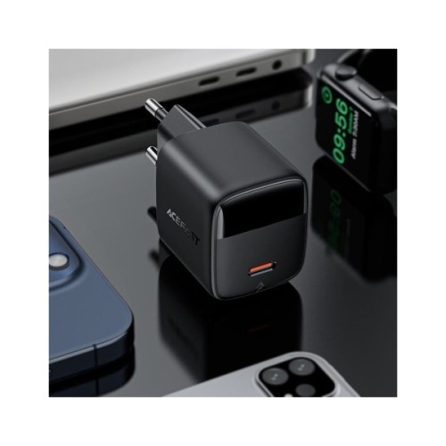 Зарядний пристрій Acefast USB-C 30W GaN with digital display black (6974316284444)