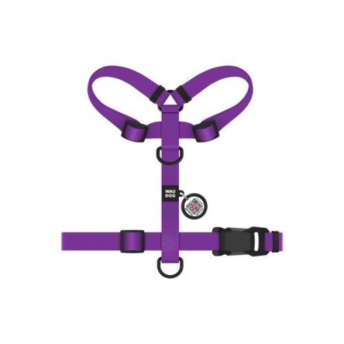 Шлея для собак WAUDOG Magnet анатомічна Н-подібна з QR-паспортом, магнітна пряжка-фастекс S фіолетова (26229)