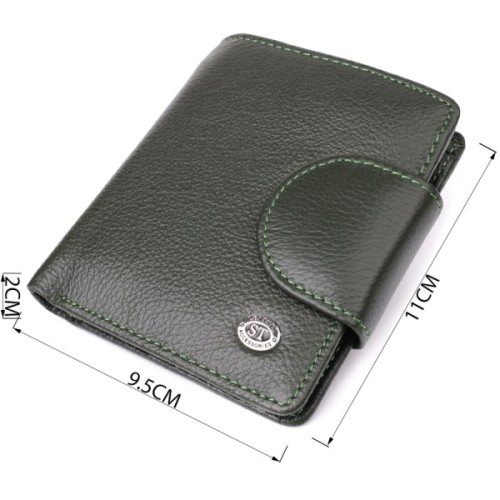 Гаманець ST Leather З натуральної шкіри Зелений (23070)