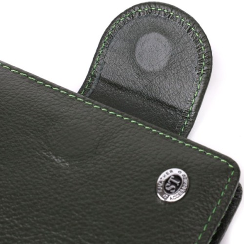Гаманець ST Leather З натуральної шкіри Зелений (23070)