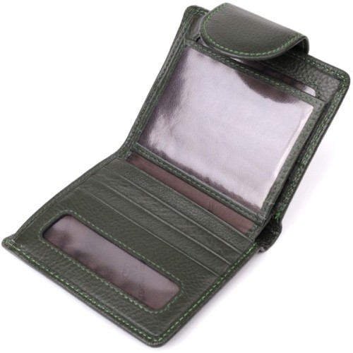 Гаманець ST Leather З натуральної шкіри Зелений (23070)