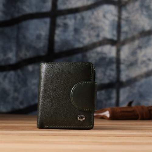 Гаманець ST Leather З натуральної шкіри Зелений (23070)