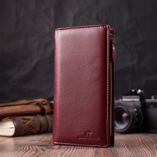 Гаманець ST Leather З натуральної шкіри Бордовий (22534)
