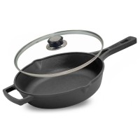 Сковорода Brizoll Monolith чавунна з литою ручкою та скляною кришкою 240х60 мм (M2460P-6)