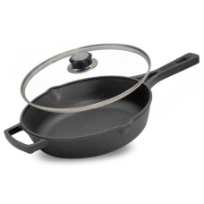 Сковорода Brizoll Monolith чавунна з литою ручкою та скляною кришкою 240х60 мм (M2460P-6)