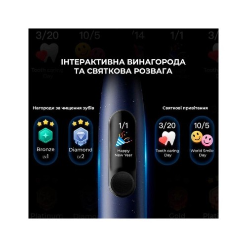 Електрична зубна щітка Oclean X Plus Pro Digital Blue (6970810556186)