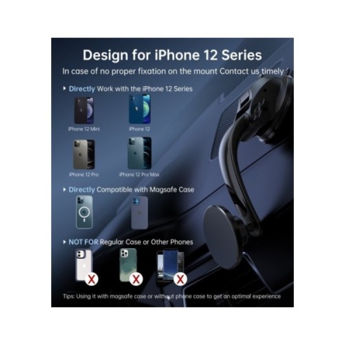 Універсальний автотримач Choetech з магнітним кріпленням на скло або торпеду (AT0005-BK)