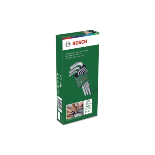 Ключ Bosch шестигранний, набір 9шт, кулястий наконечник, 1.5-10мм, CrV (1.600.A03.2V1)