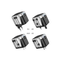 Мережевий фільтр живлення HOCO AC5 1 роз, 2 USB, 1,5м, Black/Gray (AC5ABG)