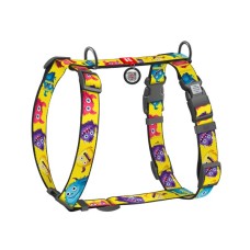 Шлея для собак WAUDOG Nylon анатомічна H-подібна з QR-паспортом "Мохнаті монстри" пластиковий фастекс, L (345-4050)