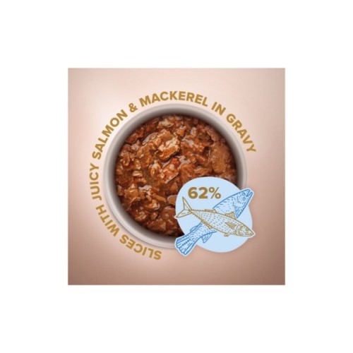 Вологий корм для собак Club 4 Paws Selection Плюс Шматочки з лососем та макрелью в соусі 85 г (4820215368056)