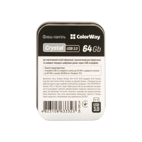 USB флеш накопичувач ColorWay 64GB ColorWay Crystal USB 3.0 (CW-USBCL64)