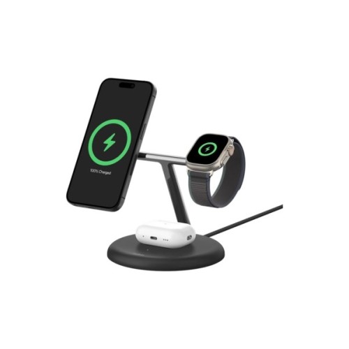 Зарядний пристрій Belkin 3in1 Magnetic Adjustable Pad Qi2 15W Black (WIZ023VFBK)