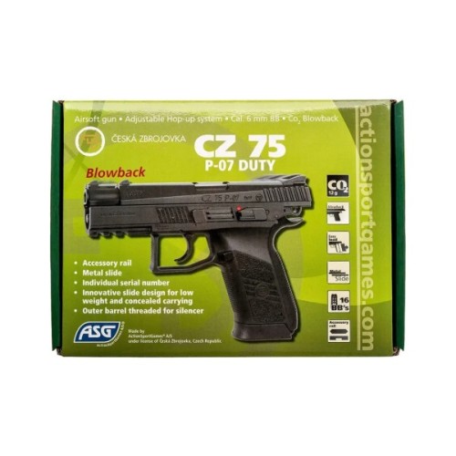 Страйкбольний пістолет ASG CZ75 P-07 Duty Blowback CO2 (16720)