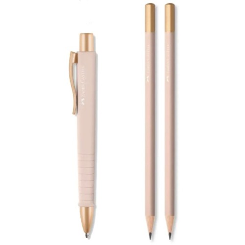 Ручка кулькова Faber-Castell набір кулькова ручка + 2 олівця Writing Set POLY BALL Urban, колір рожевий (32575)