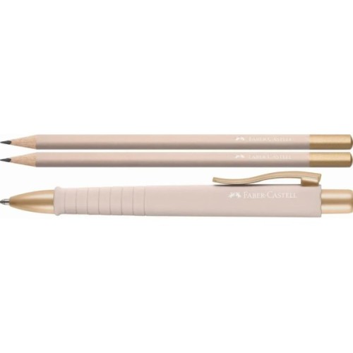 Ручка кулькова Faber-Castell набір кулькова ручка + 2 олівця Writing Set POLY BALL Urban, колір рожевий (32575)