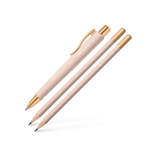 Ручка кулькова Faber-Castell набір кулькова ручка + 2 олівця Writing Set POLY BALL Urban, колір рожевий (32575)