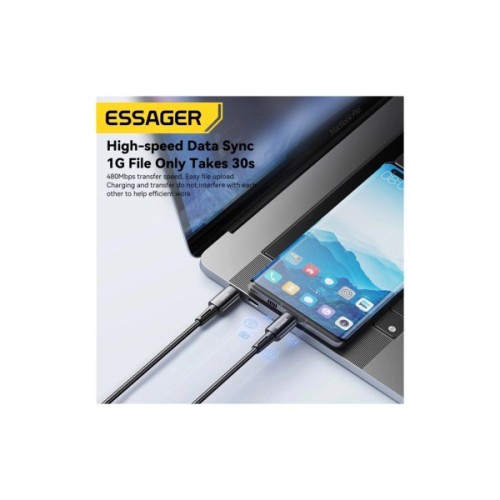 Дата кабель USB-C to USB-C 1.0m 240W Essager (EXCTT3-CG0G-P)