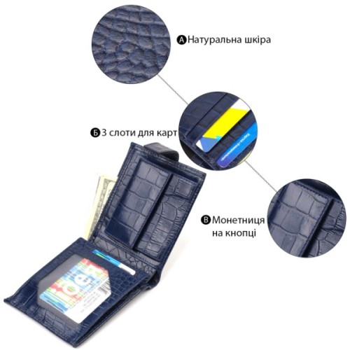 Гаманець Canpellini З натуральної шкіри Синій (21889)