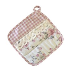 Кухонна прихватка Прованс Bella Троянди/Рожева клiтинка 25x25 см (013515)