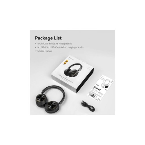 Навушники OneOdio A6, Bluetooth + USB-C Hybrid ANC Black (A6 Black)