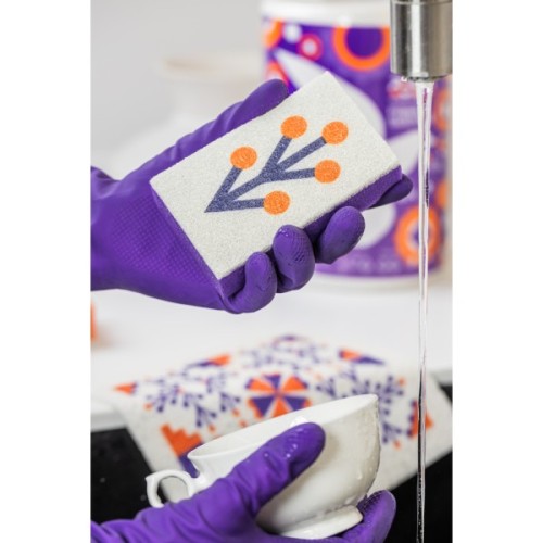 Губки кухонні Добра Господарочка Колекція Вибійка Помаранчево-фіолетові з принтом 2 шт. (4820086523998)