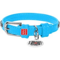 Нашийник для тварин WAUDOG Glamour з QR-паспортом "Стрази" XS Ш 9 мм Д 19-25 см блакитний (33072)