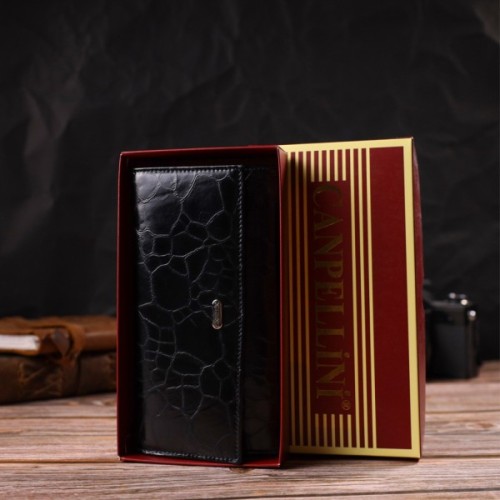 Гаманець Canpellini З натуральної шкіри Чорний (21834)