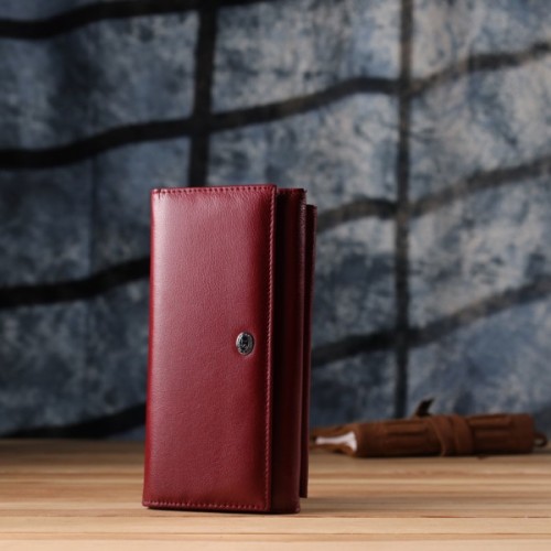 Гаманець ST Leather З кишенею для телефону з натуральної шкіри Бордовий (23069)