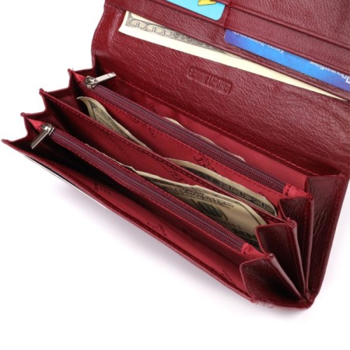 Гаманець ST Leather З кишенею для телефону з натуральної шкіри Бордовий (23069)