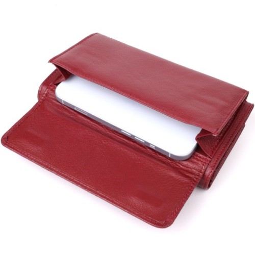 Гаманець ST Leather З кишенею для телефону з натуральної шкіри Бордовий (23069)