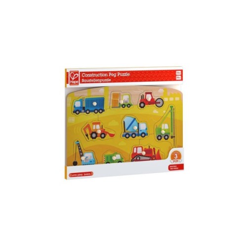 Розвиваюча іграшка Hape дерев'яна рамка-вкладиш Будівельний транспорт (E1407)