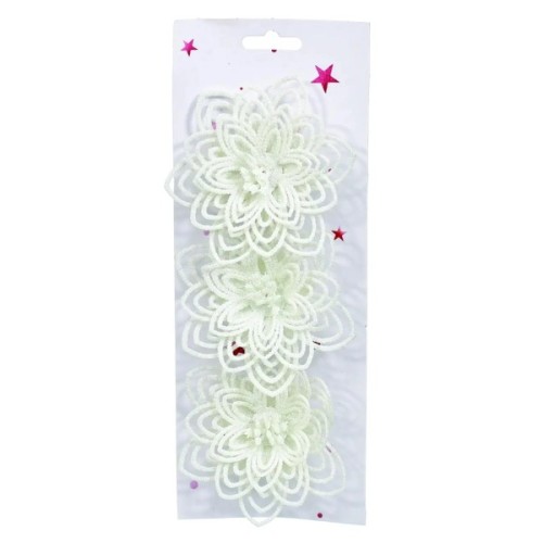 Прикраса декоративна Jumi Квітка на кліпсі 3 шт 10 см Біла (5900410902558)