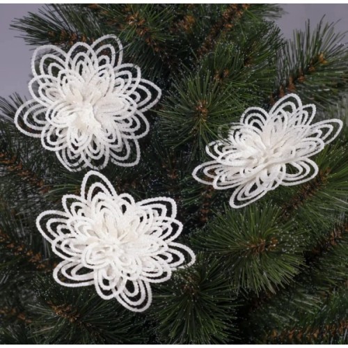 Прикраса декоративна Jumi Квітка на кліпсі 3 шт 10 см Біла (5900410902558)