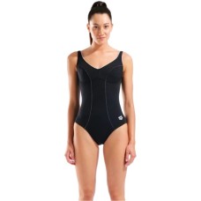 Купальник Arena Clip Back Swimsuit Solid B 010651-510 чорний, білий 42 (3468337746355)