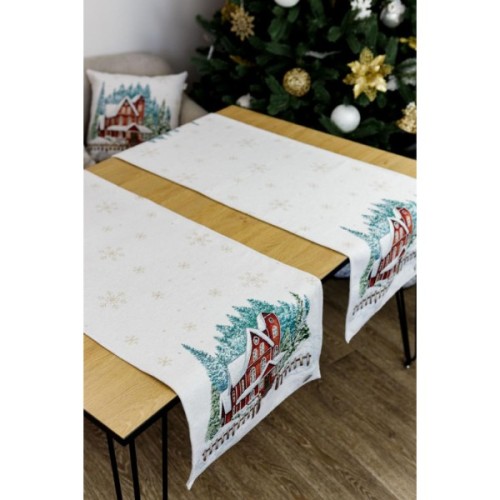 Доріжка на стіл Прованс гобеленова з велюром Святковий дім 35х100 см (4823093450325)