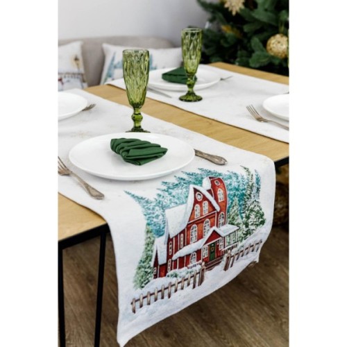 Доріжка на стіл Прованс гобеленова з велюром Святковий дім 35х100 см (4823093450325)