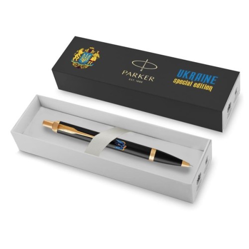 Ручка кулькова Parker IM 17 UKRAINE Black GT BP Тризуб-Ластівка (22032_T1230u)
