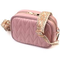 Сумка Vintage Стьобана жіноча з натуральної шкіри Рожева (22614)