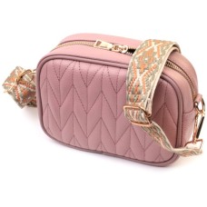 Сумка Vintage Стьобана жіноча з натуральної шкіри Рожева (22614)