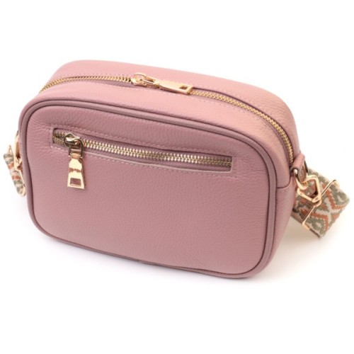 Сумка Vintage Стьобана жіноча з натуральної шкіри Рожева (22614)