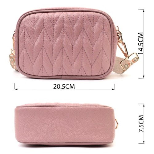 Сумка Vintage Стьобана жіноча з натуральної шкіри Рожева (22614)